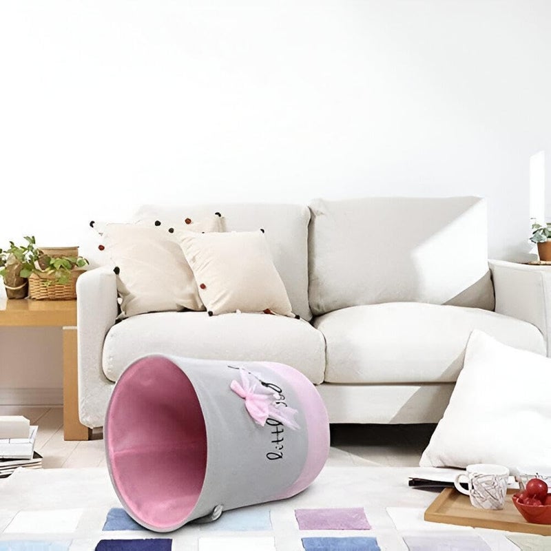 Kids Laundry Basket Foldable Round Waterproof Hamper Soft Fabric Collapsible Storage Bin Lightweight Organizer for Baby Clothes Nursery Bedroom Space Saving Solution - Image 2