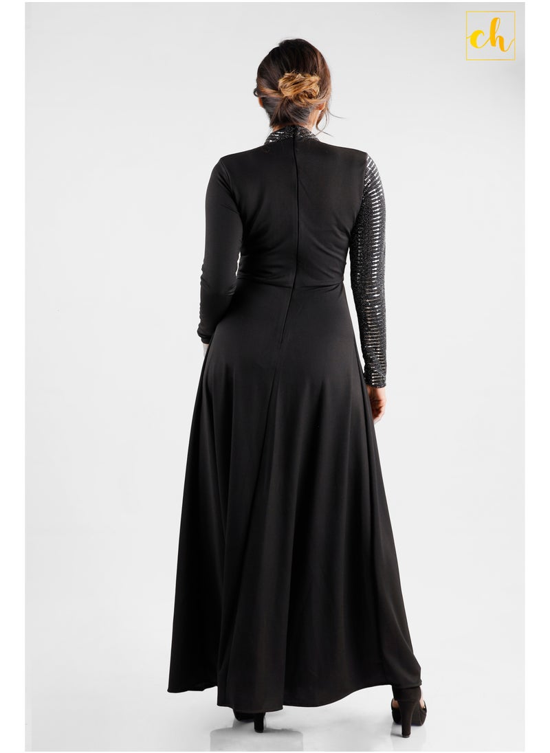 CH Glamstore Shimmering Lady  Long Sleeve Two Toned Flared Dress  - Image 5