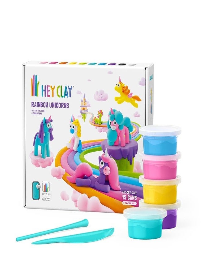 Fat Brain Toys Hey Clay Unicorns, Air Dry Clay Kit with Interactive App for Kids & Tweens, Modeling Clay and Crafts Set for Kids Ages 5 to 11 - Image 1