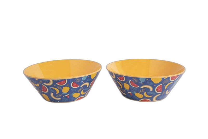 Superware Melamine Kids Snack Bowls 5.5 Inch Yellow Banana Design Child Safe Durable Reusable Dinnerware Set of 2 for Toddlers & Infants - Image 1