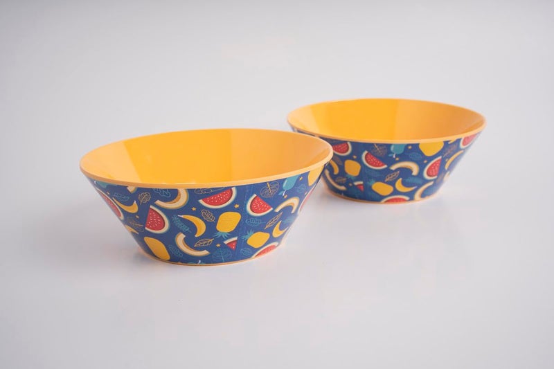 Superware Melamine Kids Snack Bowls 5.5 Inch Yellow Banana Design Child Safe Durable Reusable Dinnerware Set of 2 for Toddlers & Infants - Image 2
