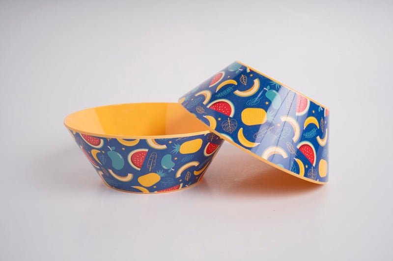 Superware Melamine Kids Snack Bowls 5.5 Inch Yellow Banana Design Child Safe Durable Reusable Dinnerware Set of 2 for Toddlers & Infants - Image 4