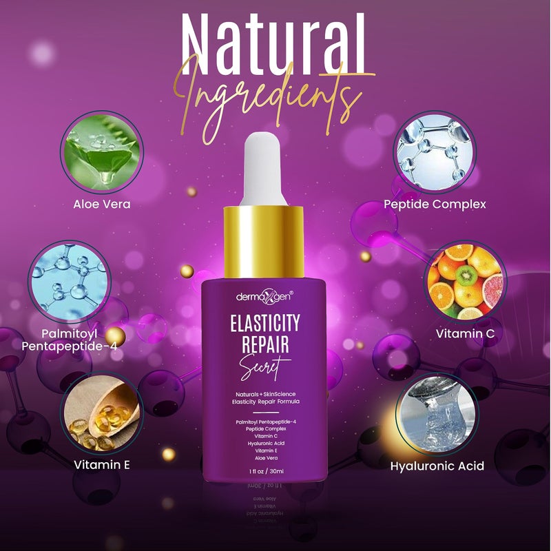 DERMAXGEN Elasticity Repair Serum, MATRIXYL 3000 - PURE ORGANIC Powerful Triple Combination Serum/Anti-Aging, Facial AGED Wrinkles Serum (1 FL OZ) - Image 3