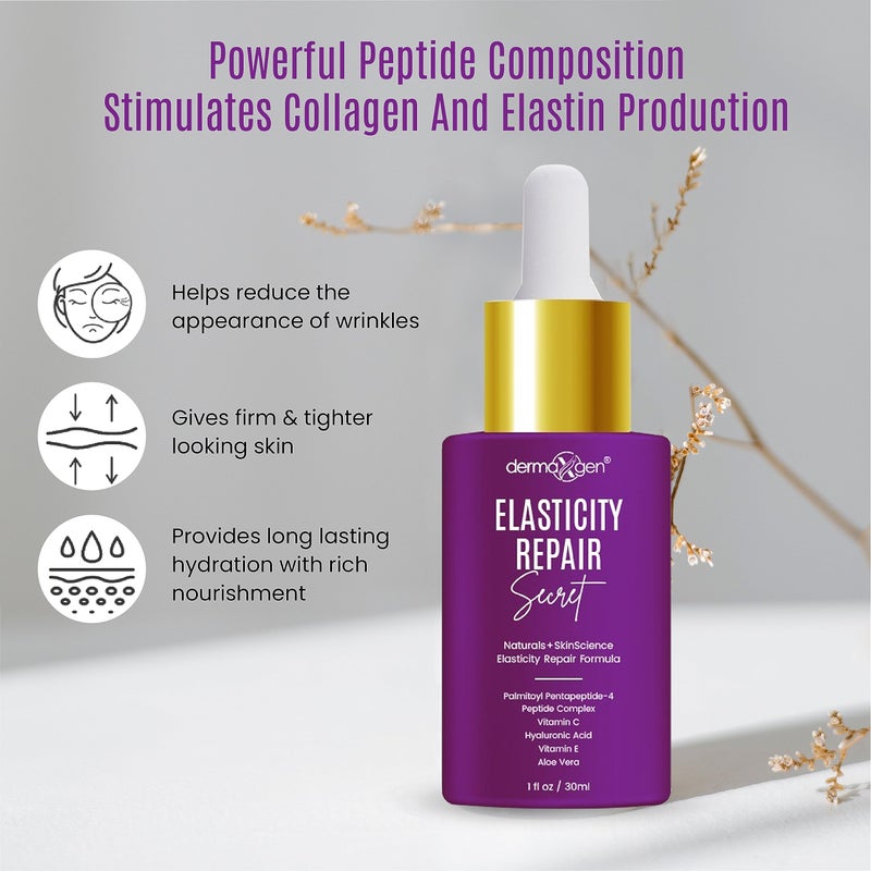 DERMAXGEN Elasticity Repair Serum, MATRIXYL 3000 - PURE ORGANIC Powerful Triple Combination Serum/Anti-Aging, Facial AGED Wrinkles Serum (1 FL OZ) - Image 5