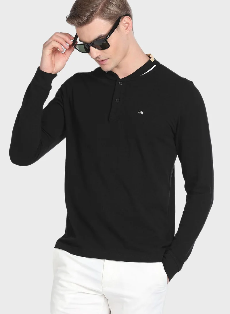 Arrow Logo Stylised Neck T-Shirt