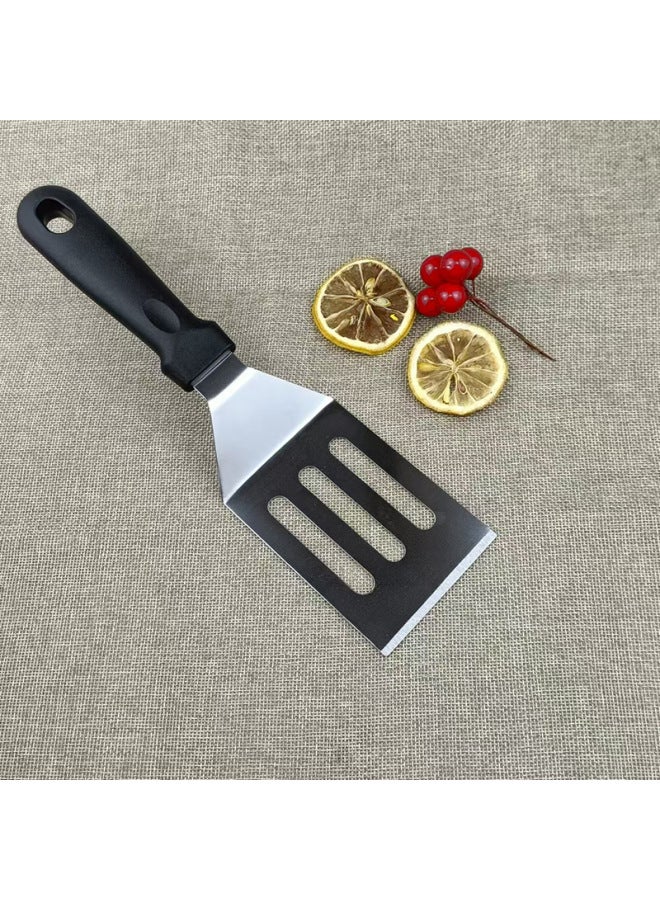 Cooking Teppanyaki Stainless Steel Steak Shovel Pizza Fried Ice Yogurt Hand-held Pancake Tool Egg Hamburger-Specifications:Plastic Handle Iron Plate Burnt Frying Spatula-Color:Black - Image 3