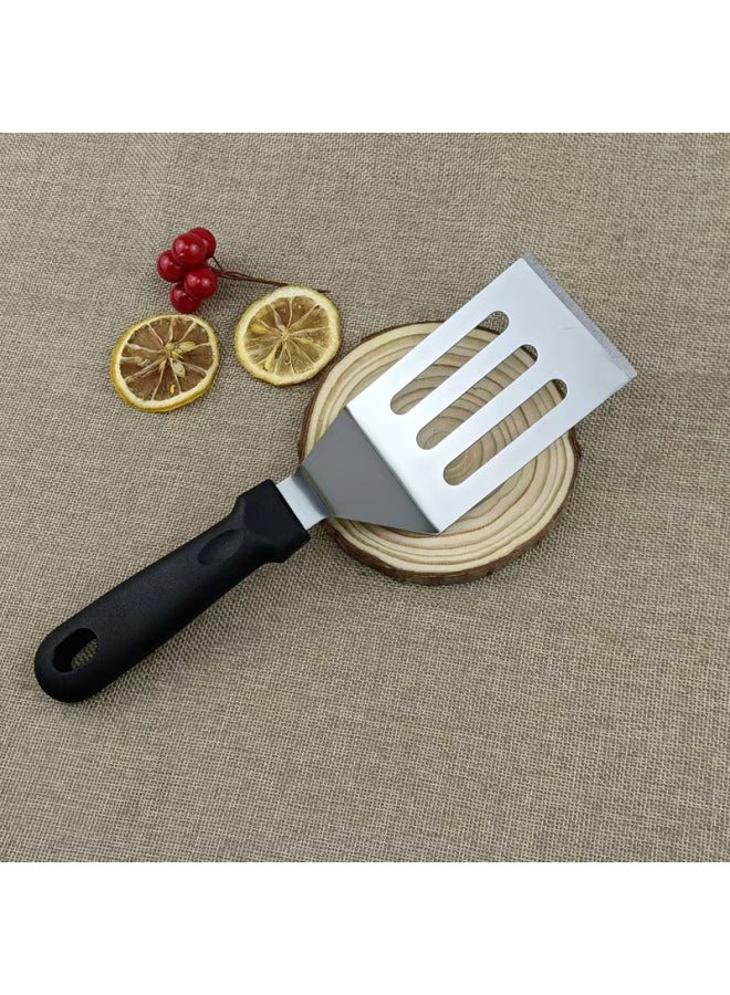 Cooking Teppanyaki Stainless Steel Steak Shovel Pizza Fried Ice Yogurt Hand-held Pancake Tool Egg Hamburger-Specifications:Plastic Handle Iron Plate Burnt Frying Spatula-Color:Black - Image 5