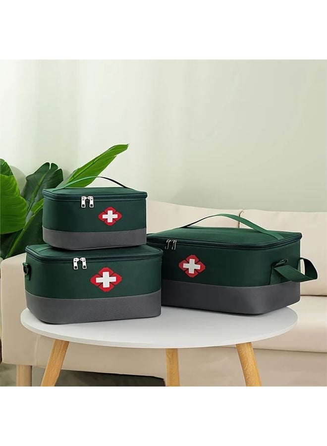 Large Capacity Green And Gray Medical Bag M Size First Aid Kit Organizer - Image 5