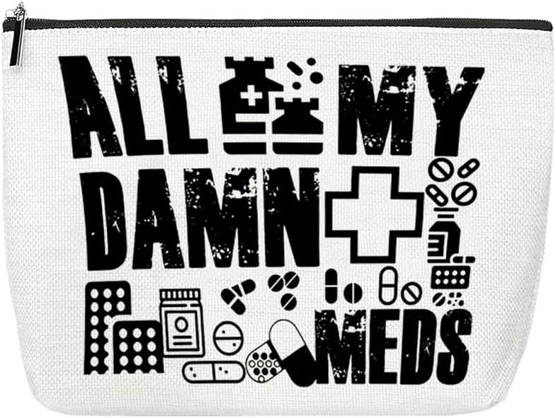 Guqqeuc Medicine Storage Bag Pouch for Women Girls Canvas Medication Organizer Bag for Travel Travelling All My Medicine Bag, Meds10, Practical/Utilitarian - Image 1