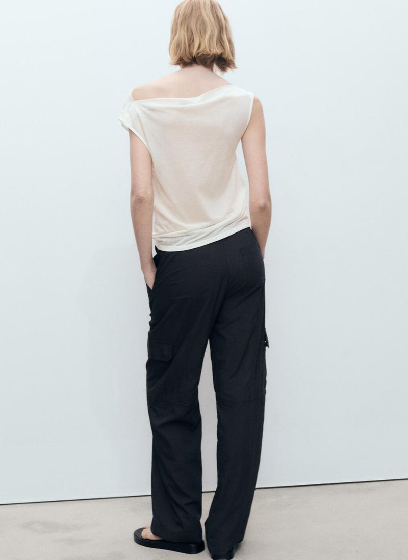 Draped Neck Lyocell Top