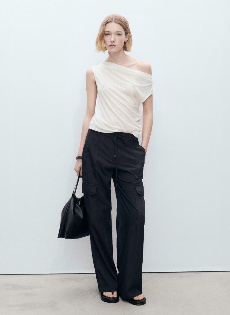 Draped Neck Lyocell Top