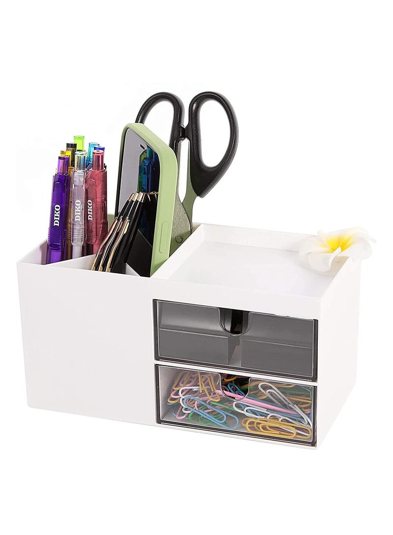 Suntown Pen Holder Office Desk Organizer and Accessories Multi-Functional Pencil Cup Pencil Holder for Desk Pen Organizer Desktop Stationary Organizer Office Organization and Storage White - Image 1