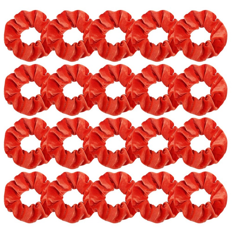 Didder 20 Pcs Hair Scrunchies Velvet Elastics Scrunchy Hair Ties Orange Soft Scrunchie Bobbles Ropes Scrunchie Solid color Hair Bands for Women Girls