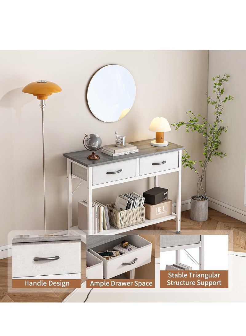 ZUIHAO Sofa Table with 2-Tier Storage Layers  Console Table with 2 Cabinet Console Display Shelf Entrance Table for Entryway Hallway Couch Living Room Kitchen Foyer 85 X 35 X 75cm (Grey) - Image 3