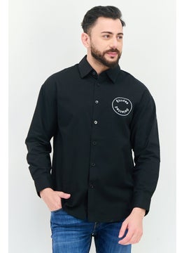 SELECTED Selected x Etudes Men Oversize Fit Graphic Print Long Sleeves Casual Shirt, Black  - Image 1