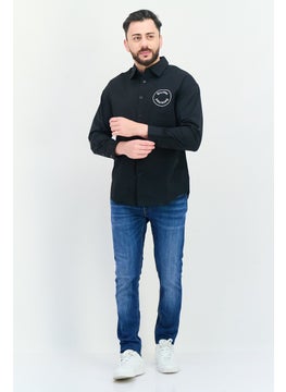 SELECTED Selected x Etudes Men Oversize Fit Graphic Print Long Sleeves Casual Shirt, Black  - Image 3