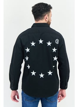 SELECTED Selected x Etudes Men Oversize Fit Graphic Print Long Sleeves Casual Shirt, Black  - Image 4