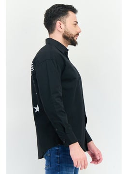 SELECTED Selected x Etudes Men Oversize Fit Graphic Print Long Sleeves Casual Shirt, Black  - Image 2