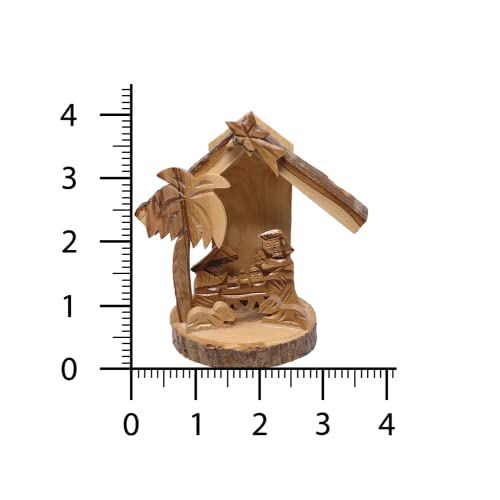 Logos Trading Post Holy Land Olive Wood Nativity Scene, Christmas Ornament 3D Grotto Bark- Made in Bethlehem - Medium - Image 3