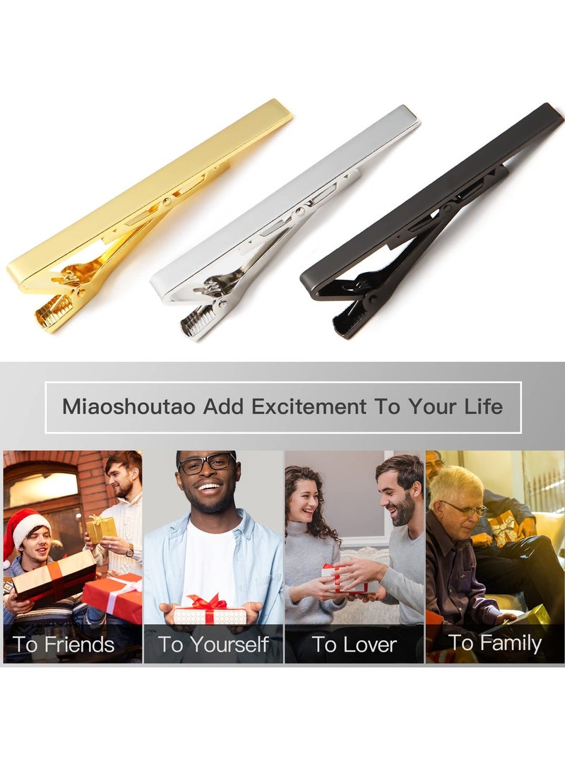 Men's Tie Clip Set - 3-Piece Simple Business Accessories in Gold, Silver, and Black; Perfect Gift for Fathers, Partners, and Friends for Daily Wear, Weddings, Parties, and Meetings. - Image 4