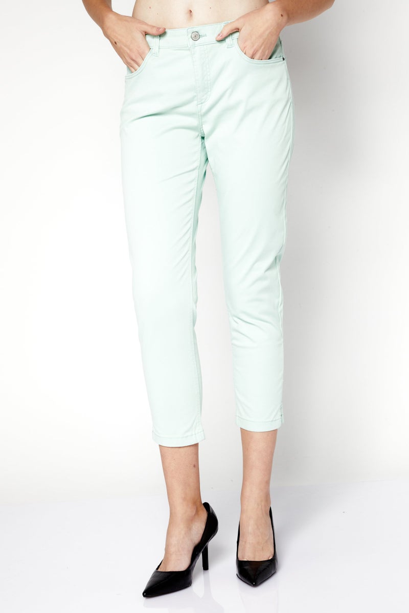 ESPRIT Women Skinny Fit Solid Chino Pants, Light Green - Image 1