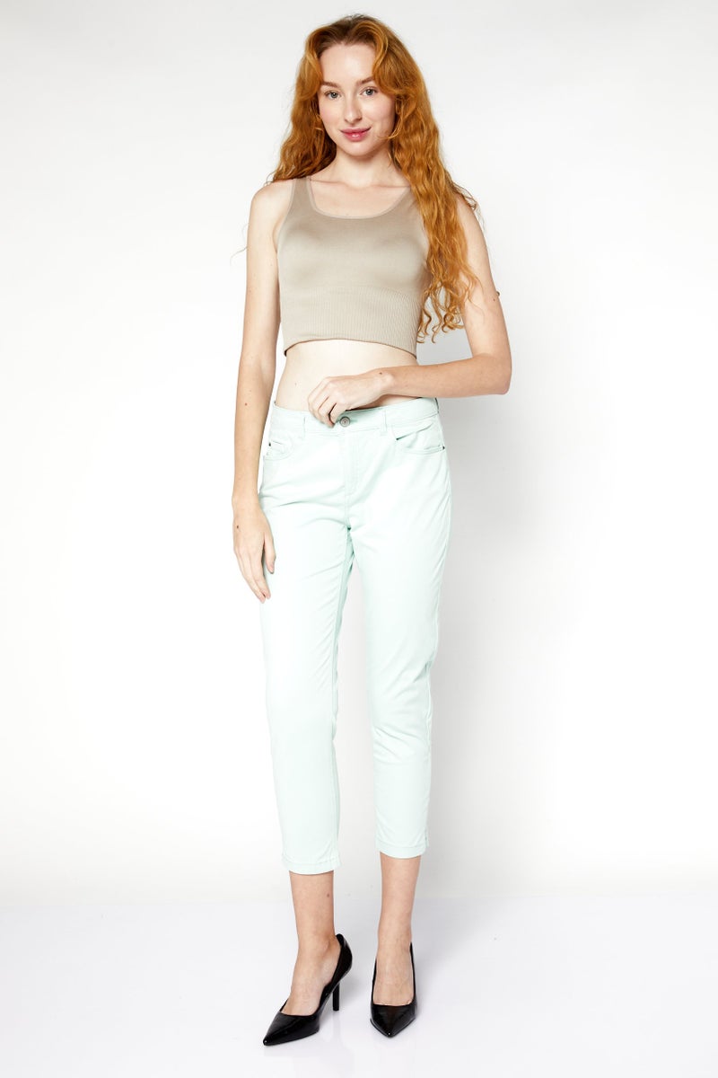 ESPRIT Women Skinny Fit Solid Chino Pants, Light Green - Image 3