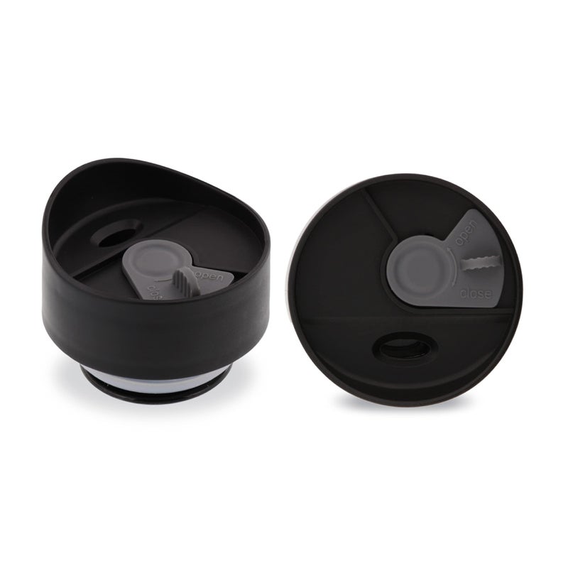 REDUCE Wedge Tumbler Lid Replacement  Pack of 2 Lids - Black with Grey  Leak Proof - Ideal for On The Go Drinking - Fits 17oz REDUCE Stainless Steel Vacuum Insulated Bottle Only - Image 1