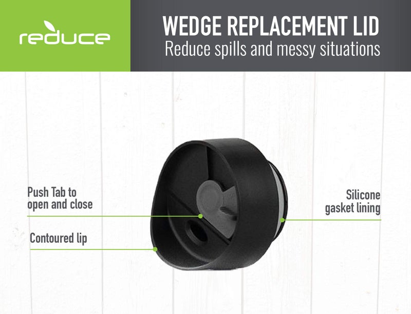 REDUCE Wedge Tumbler Lid Replacement  Pack of 2 Lids - Black with Grey  Leak Proof - Ideal for On The Go Drinking - Fits 17oz REDUCE Stainless Steel Vacuum Insulated Bottle Only - Image 3