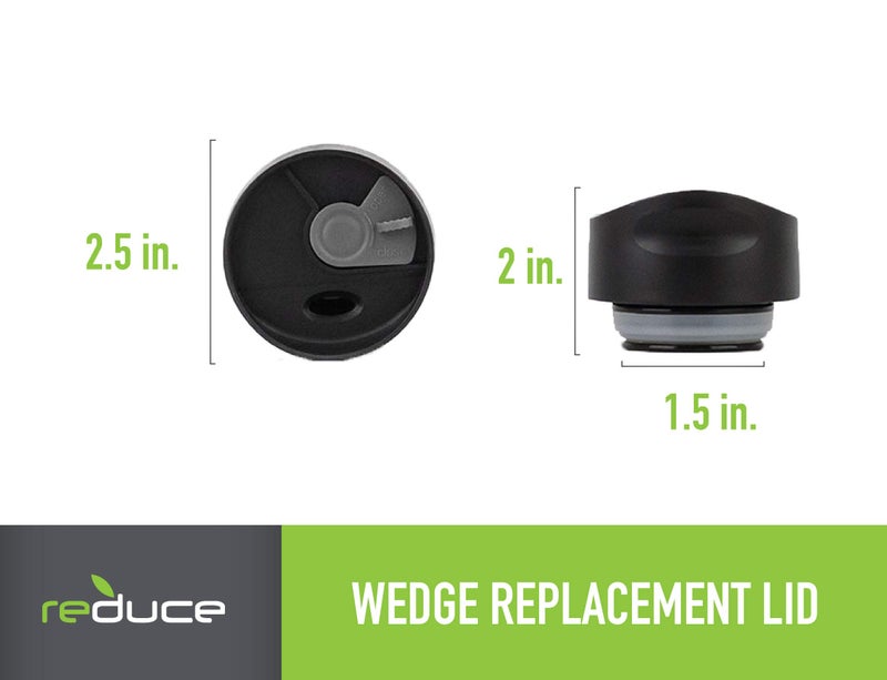 REDUCE Wedge Tumbler Lid Replacement  Pack of 2 Lids - Black with Grey  Leak Proof - Ideal for On The Go Drinking - Fits 17oz REDUCE Stainless Steel Vacuum Insulated Bottle Only - Image 5