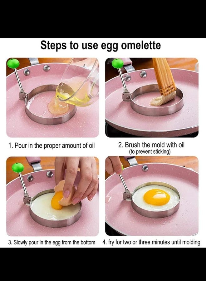 Pentadeco Stainless Steel Fried Egg Mold || Pack of 4 in Different Four Shapes || Round, Heart, Star Shaped Molds ||Non-Stick Egg Cooker Ring, Cooking Egg Accessories. - Image 3