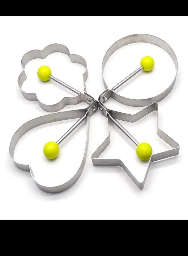 Pentadeco Stainless Steel Fried Egg Mold || Pack of 4 in Different Four Shapes || Round, Heart, Star Shaped Molds ||Non-Stick Egg Cooker Ring, Cooking Egg Accessories. - Image 1