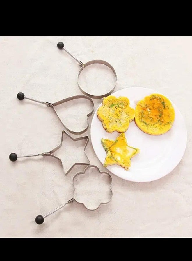 Pentadeco Stainless Steel Fried Egg Mold || Pack of 4 in Different Four Shapes || Round, Heart, Star Shaped Molds ||Non-Stick Egg Cooker Ring, Cooking Egg Accessories. - Image 4