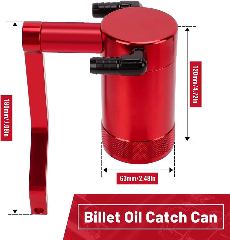 BOMLING 6.4L Billet Oil Catch Can Kit with Z-Bracket for Dodge Charger, Challenger, Chrysler 300 - Red - Image 2