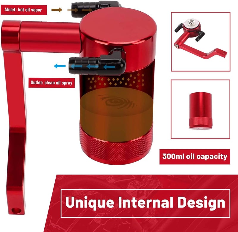 BOMLING 6.4L Billet Oil Catch Can Kit with Z-Bracket for Dodge Charger, Challenger, Chrysler 300 - Red - Image 5