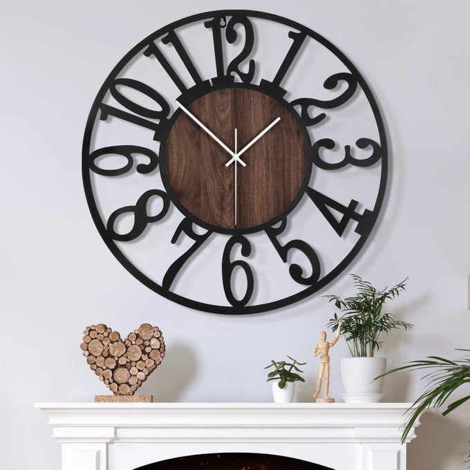 LARGE WALL CLOCK FOR LIVING ROOM DECOR 14 INCH NON TICKING SILENT BATTERY OPERATED MODERN VINTAGE OVERSIZED WALL CLOCK FOR BEDROOM KITCHEN