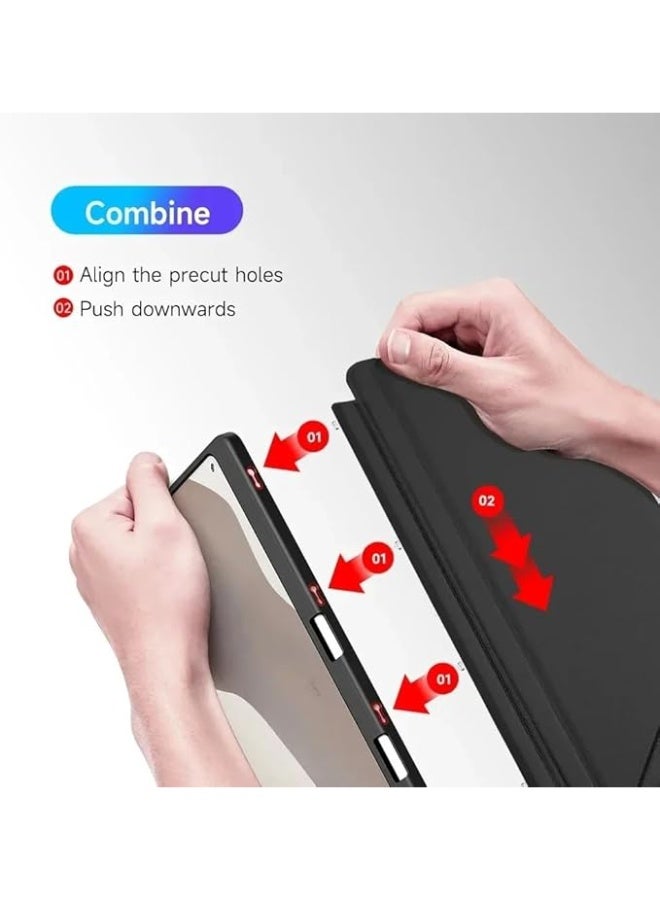 Case Compatible with Samsung Galaxy Tab S11 Ultra 14.6 Inch 2025 Triple Fold Magnetic Transparent Backplate Folding Cover with Pen Slot and Auto Sleep wake-up - Image 5