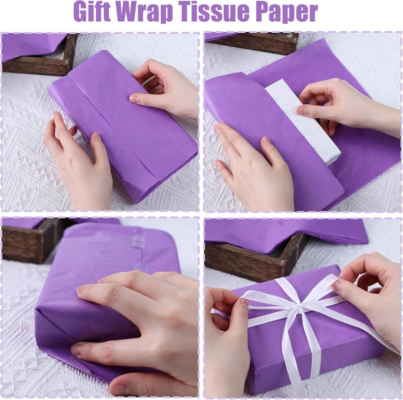 Koogel 330 Sheets Tissue Paper Bulk, 14 x 10 Inch Purple Gift Wrapping Tissue Paper for Wedding Birthday DIY Crafts Art Project - Image 4