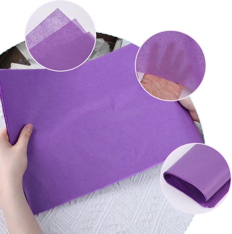 Koogel 330 Sheets Tissue Paper Bulk, 14 x 10 Inch Purple Gift Wrapping Tissue Paper for Wedding Birthday DIY Crafts Art Project - Image 3
