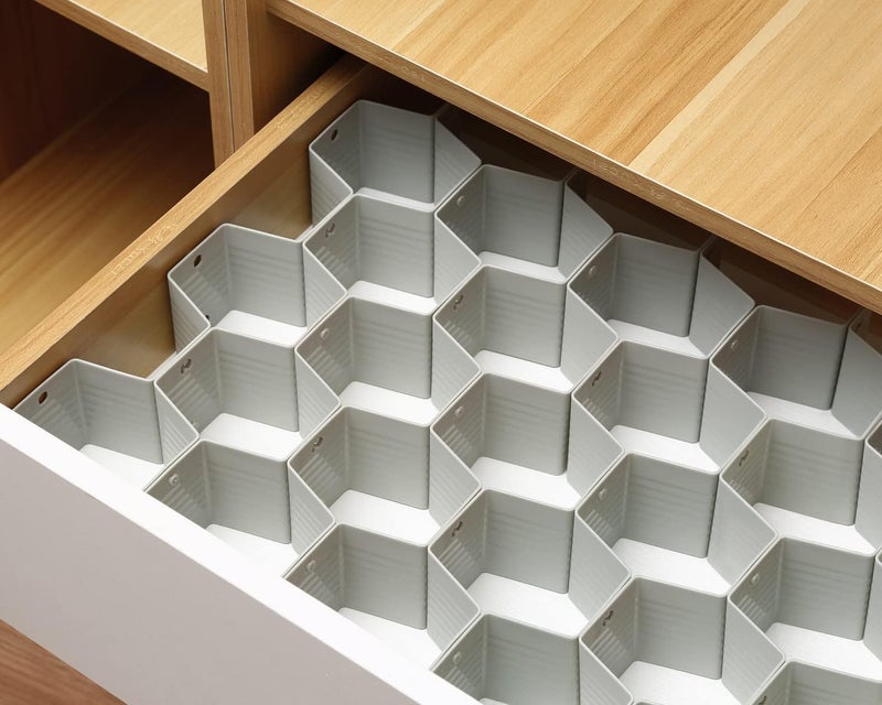 Natzerat Honeycomb Drawer Divider Suitable for bedroom underwear Socks Cosmetic storage locker sorting 8-piece drawer organizer (Grey) - Image 5