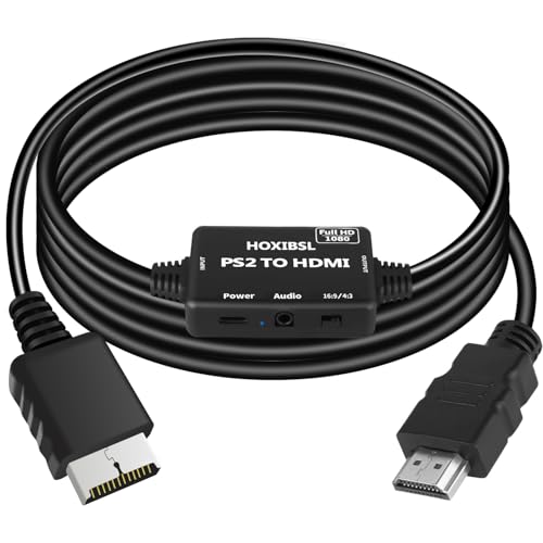 HOXIBSL PS2 to HDMI Converter Adapter,with 3.5mm Audio Jack.HDMI Cable for PS1/PS2/PS3,Support 16:9/4:3 Image Scaling,Plug and Play （6.56FT） - Image 1