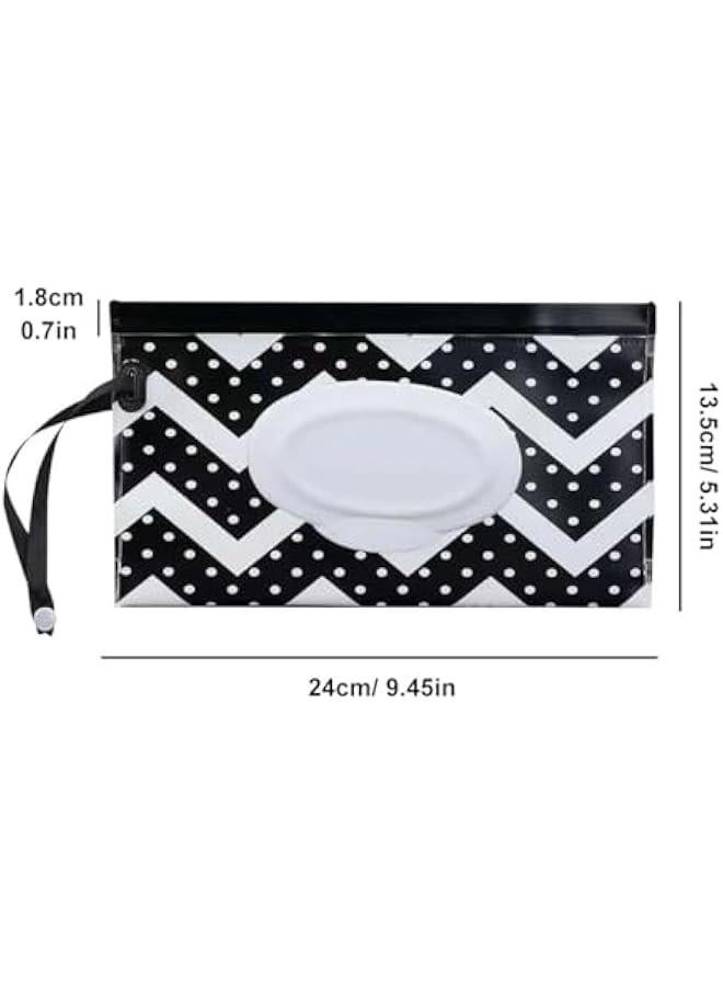 Portable Wet Wipe Dispenser Bag,Reusable Wipe Container Travel Holder, Napkin Storage Pouch with Sealed Zipper (Black White Wave)  - Image 4