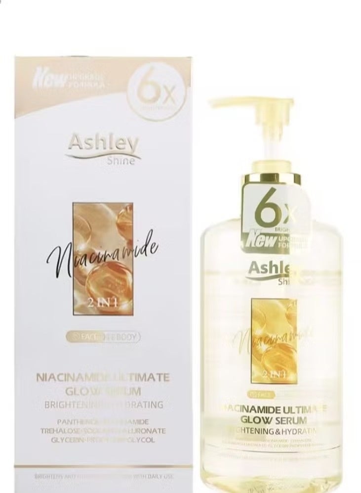 آشلي أشلي شاين، سيروم نياسيناميد 2 في 1 للوجه والجسم، يمنح البشرة توهجًا مثاليًا، ويرطبها.