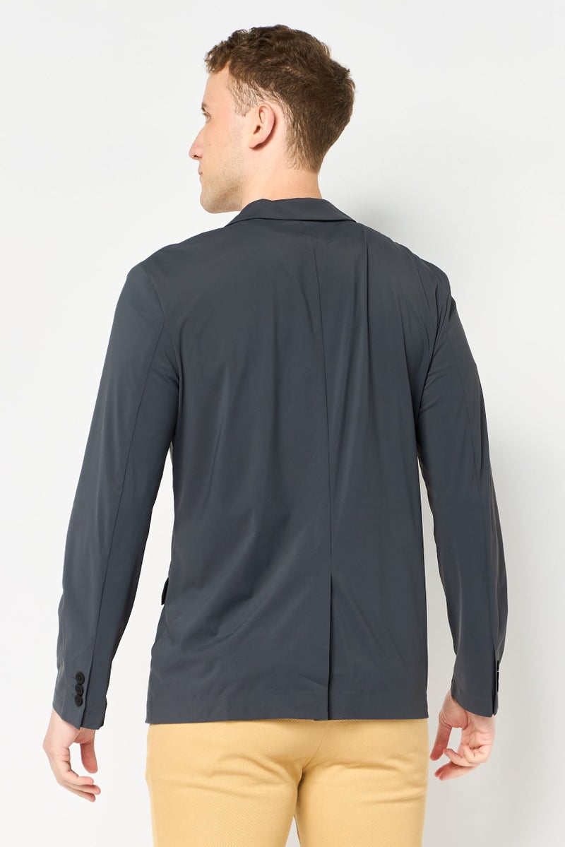 SELECTED Men Regular Fit Solid Casual Blazer, Dark Grey - Image 2