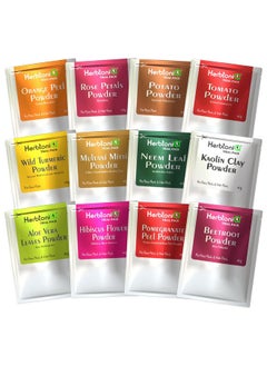 Herbtoniq 12-In-1 Natural Powder Combo For Glowing Skin - Trial Size Pack For Diy Face Packs, Ubtan, Scrubs, And Face Washes - Ideal For Radiant Complexion, Acne & Pigmentation (12 Pieces, 40G Each)  - Image 1