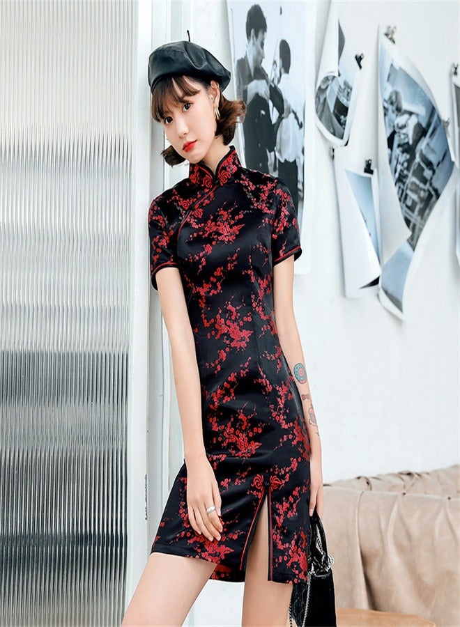 Loquat Plum Blossom Daily Banquet Skirt   Black/Red  - Image 3