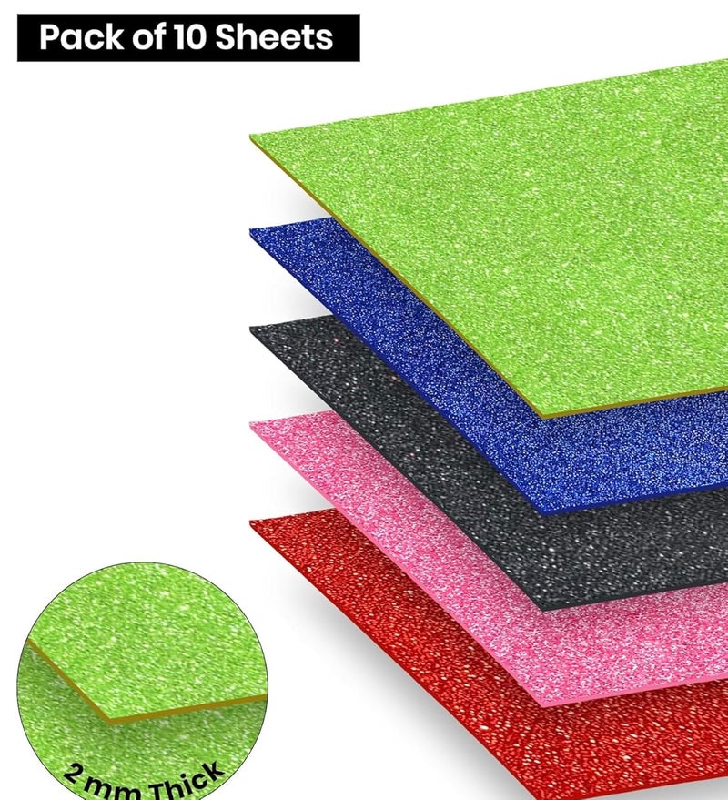 CUBIC Glitter Foam Sheets (Non-Gumming Mix) | Sparkling Craft Foam for DIY, School Projects & Decorations | Flexible & Easy-to-Cut Craft Material - Image 2