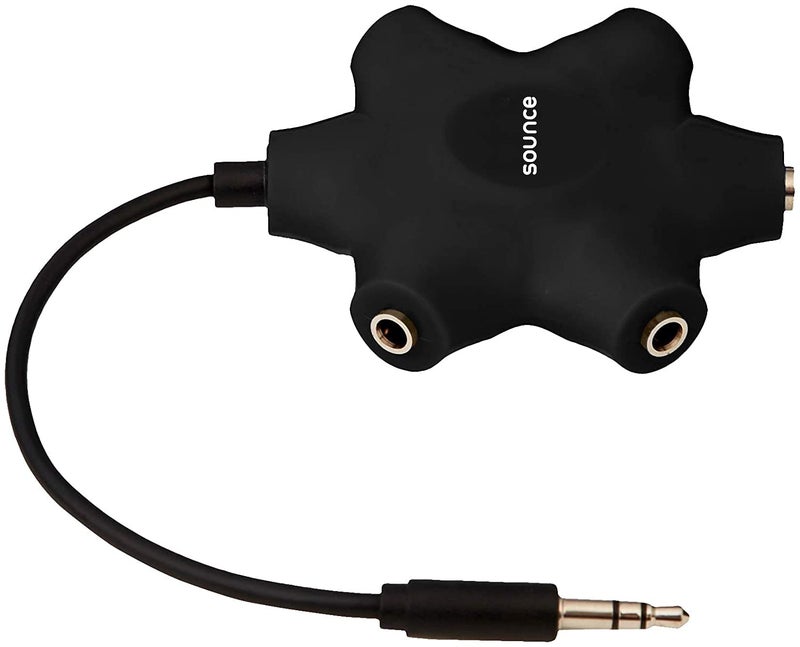 Sounce 5-Way Multi Headphone Audio Splitter Aux Adapter Connector Multi Headphone, 3.5mm Audio Stereo Splitter Cable, 1 Male to 5 Port Female Earphone Headset Adapter, Black (5WAYAUX) - Image 1