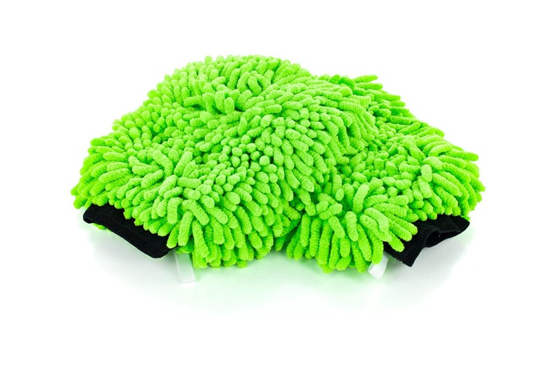 The Rag Company - Premium Chenille Microfiber Knobby Wash Mitts - Perfect for Car Washing and Detailing; Scratch-Free, Lint-Free, Double-Sided, Plush, and Absorbent; Lime Green (2-Pack) - Image 1