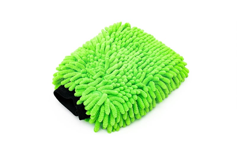 The Rag Company - Premium Chenille Microfiber Knobby Wash Mitts - Perfect for Car Washing and Detailing; Scratch-Free, Lint-Free, Double-Sided, Plush, and Absorbent; Lime Green (2-Pack) - Image 2