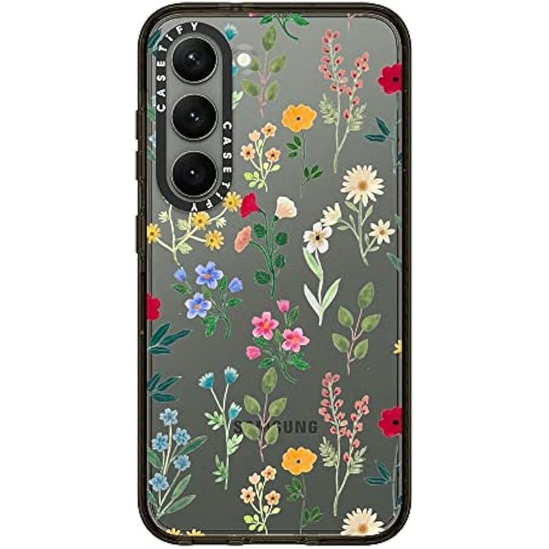 Casetify Impact Galaxy S23 Case 【4X Military Grade Drop Tested / 8.2ft Drop Protection】 - Spring Botanicals 2 - Clear Black - Image 4